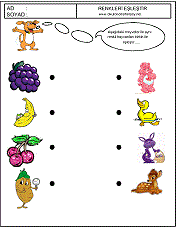 okul öncesi renk kavramı renkleri eşleştir çalışma sayfaları